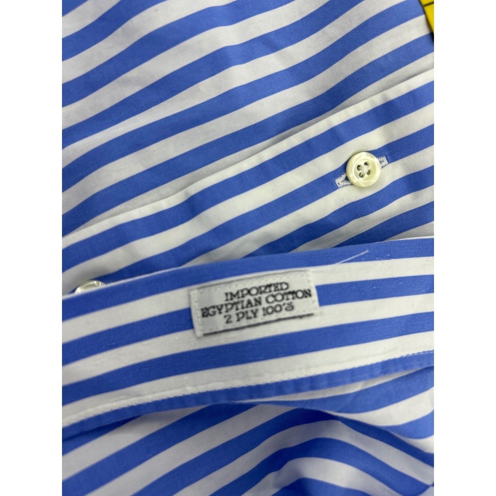 Maus & Hoffman Mens Blue White Striped Egyptian Cotton Button Down Shirt Large - Picture 7 of 10